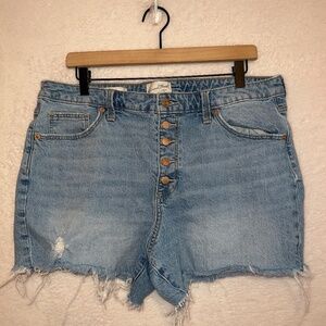 Universal Thread Light Wash Denim High Rise Button Front Vintage Midi Shorts